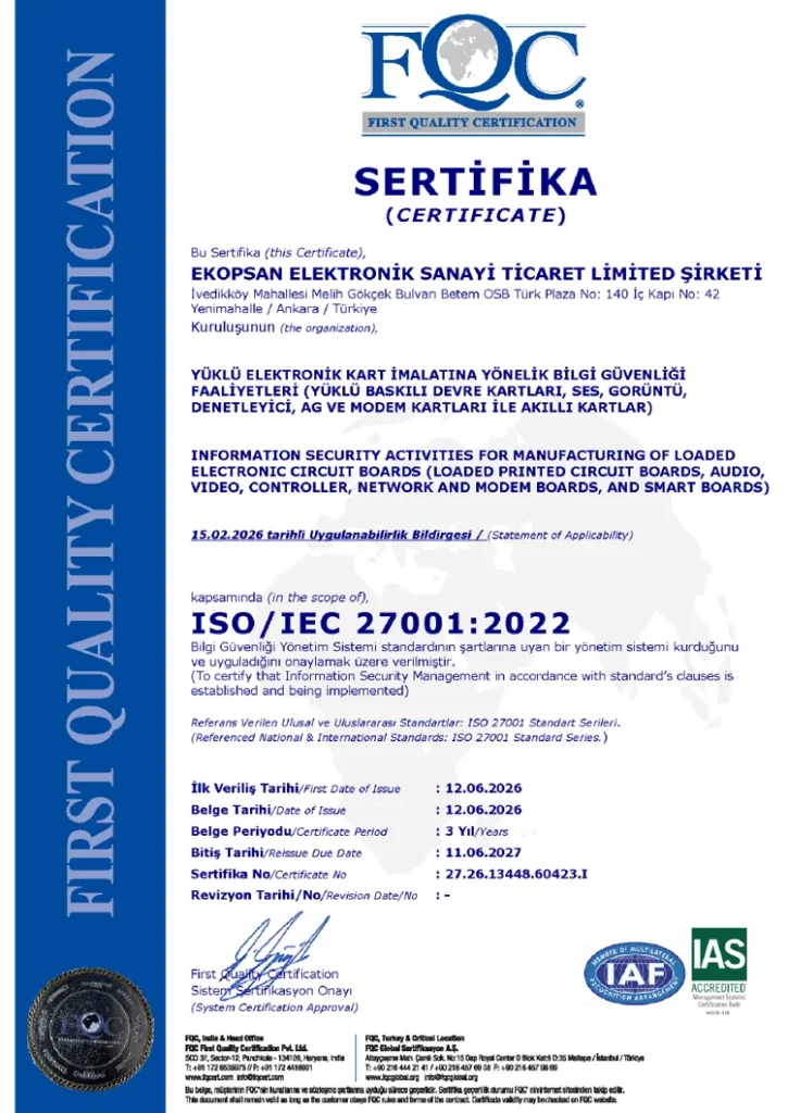 ISO/IEC 27001:2022 sertifikası