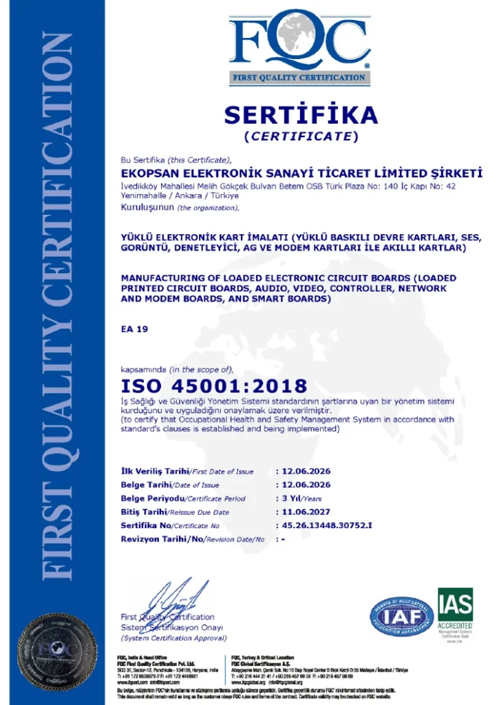 ISO 45001:2018 sertifikası